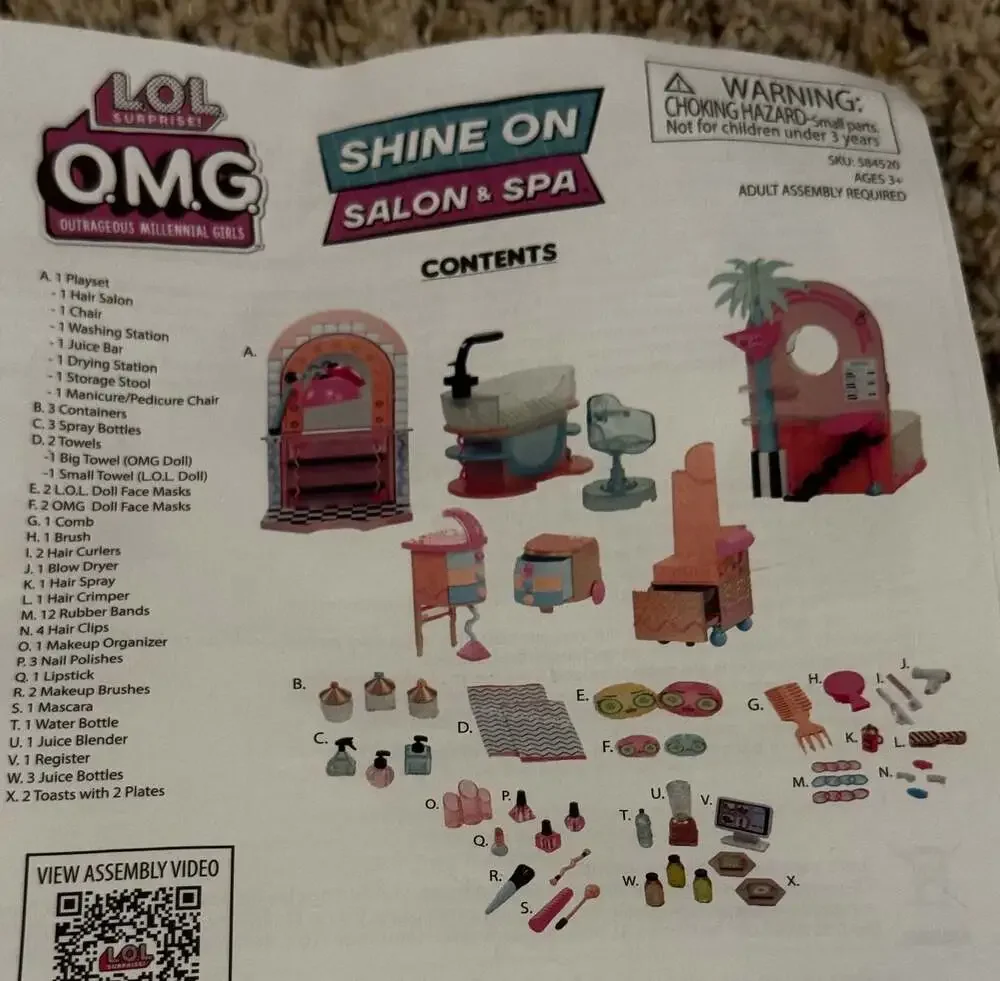 48 PC LOL Surprise Shine On Salon & Spa  Lot incomplete or replacement pieces